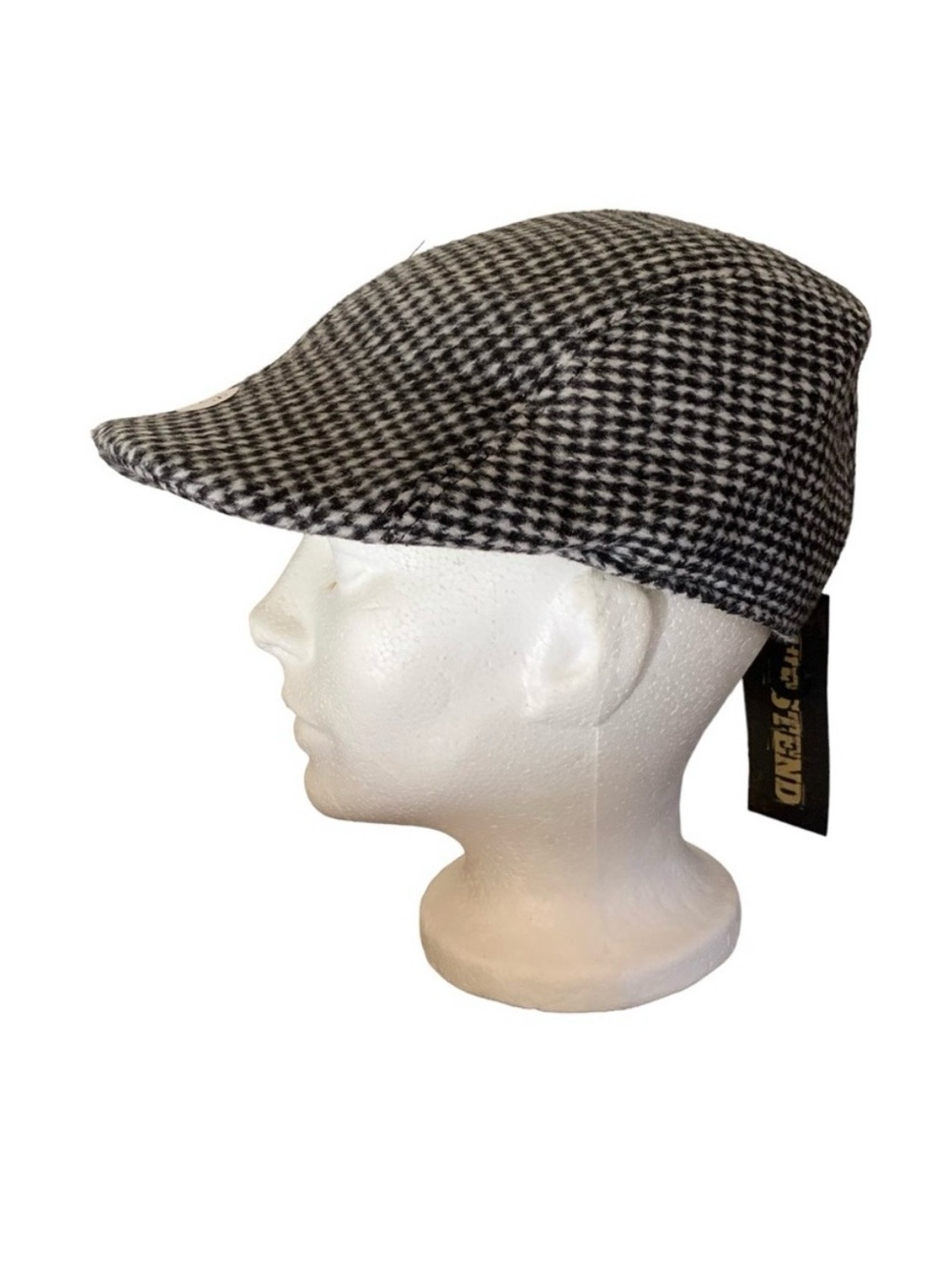Vintage Westend Men’s Black & White Tweed Ivy Cap Flat Cap Size L/XL